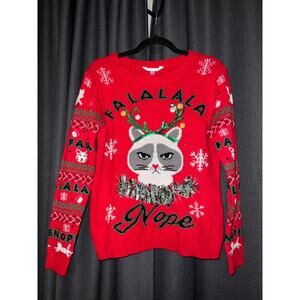 Ugly Christmas Sweater Xmas Size Large Cat